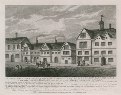 Nordwestansicht der antiken Struktur der Merchant Taylors Hall von English School