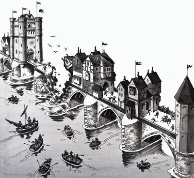Illustration eines Kinderreims: London Bridge is falling down von English School