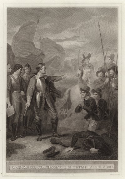 Oliver Cromwell unterdrückt die Meuterei in der Armee von English School