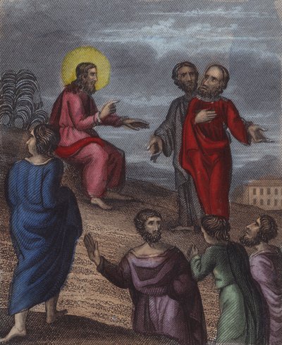 Auf hohem Olivet, im Schatten ... (farbige Gravur) von English School
