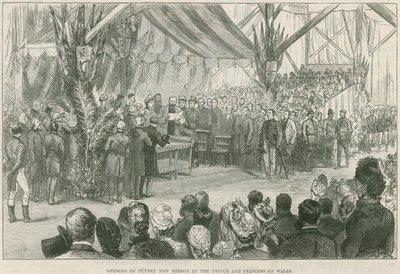 Eröffnung der neuen Brücke über die Themse in Putney durch den Prinzen und die Prinzessin von Wales von English School