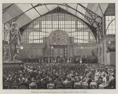 Eröffnung der Edinburgh-Ausstellung durch Prinz Albert Victor von Wales (Stich) von English School