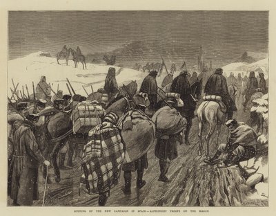 Eröffnung der neuen Kampagne in Spanien, Alphonsistische Truppen auf dem Marsch von English School