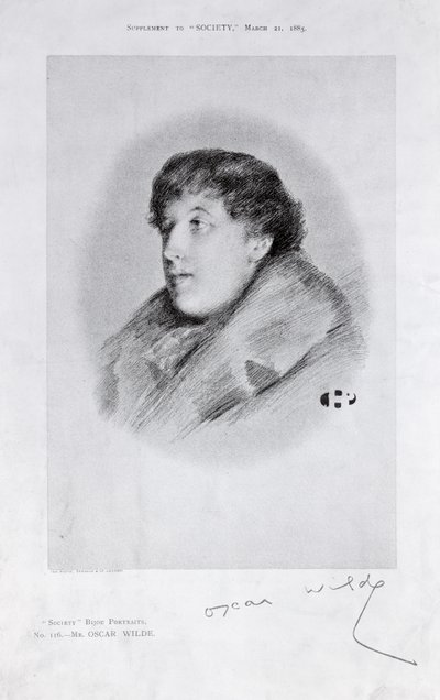 Oscar Wilde, ein Bijou-Porträt, aus Society von English School