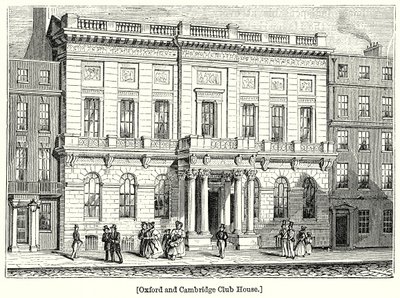 Oxford und Cambridge Clubhaus (Gravur) von English School
