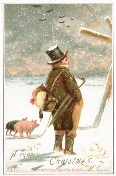 Paddy und seine Schweine, 4 Meilen nach Cork, Weihnachtskarte von English School