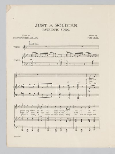 Seite 2 einer Partitur für das Lied Just a Soldier von English School