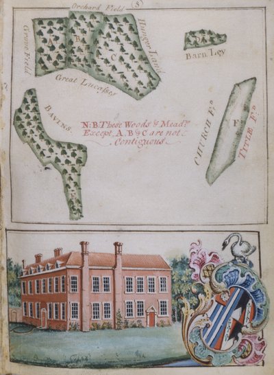 Seite 8, aus einer Vermessung des Anwesens von John Plampin, Esq., 1774 von English School