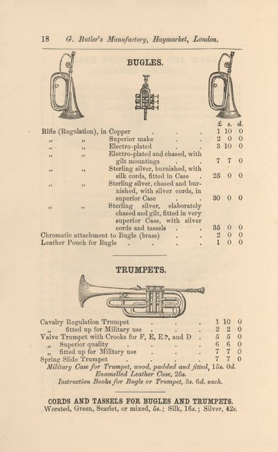 Seite aus G Butlers Illustriertem Katalog der Musikinstrumente von English School