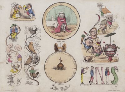 Seite aus dem attraktiven Bilderbuch (farbige Gravur) von English School