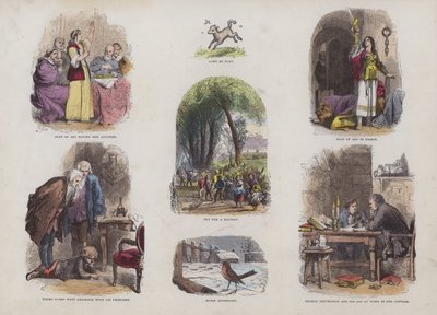 Seite aus dem Attraktiven Bilderbuch (farbige Gravur) von English School