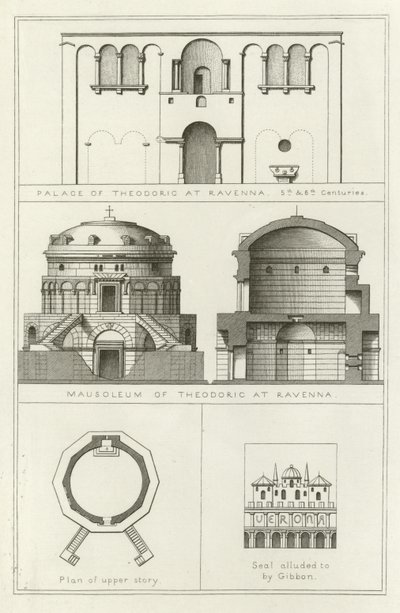 Palast und Mausoleum von Theoderich in Ravenna, Italien, 5. und 6. Jahrhundert von English School