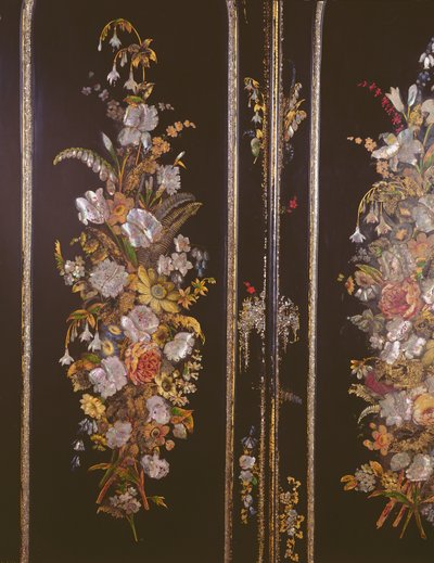 Papiermaché-Frisiertisch, Detail der Schranktür, ca. 1851 von English School