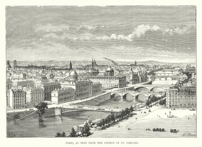 Paris, gesehen von der Kirche St. Gervais (Gravur) von English School