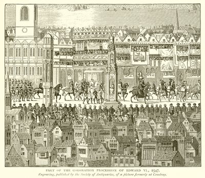 Teil der Krönungsprozession von Edward VI, 1547 von English School