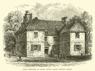 Penns Residenz in der Second Street, unterhalb der Chestnut Street von English School