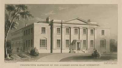Perspektivische Erhebung des Akademiehauses in Homerton von English School
