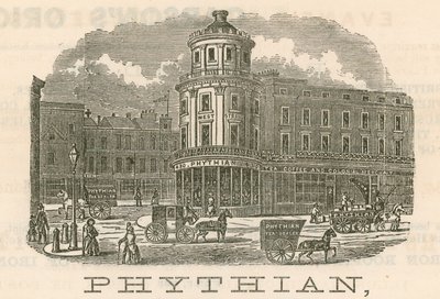Phythian, Groß- und Familienteehändler und Auslandswarenhändler, 430 West Strand und 1-3 King William Street, London von English School