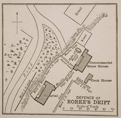 Plan der Verteidigung von Rorkes Drift von English School