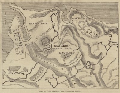 Plan des Mamelon und Malakoff-Turms (Gravur) von English School