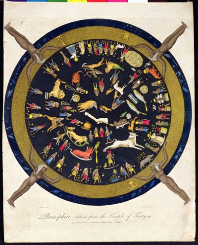Planisphäre aus dem Tempel von Tentyra, graviert von J. Chapman, veröffentlicht von J. Wilkes 1804 von English School