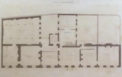 Pläne des Erdgeschosses der 21 Albemarle Street nach den ersten Änderungen am Haus nach dem Erwerb durch die Royal Institution, um 1800 von English School