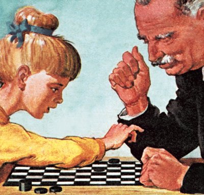 Dame oder Damespiel spielen von English School