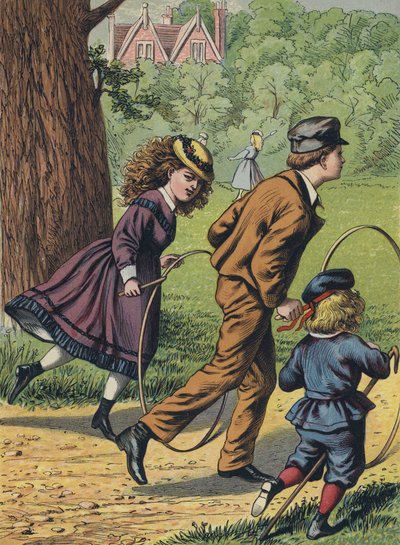 Spielen mit Reifen im Park von English School