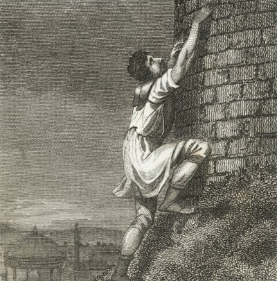 Pontius Comminius klettert zur Zitadelle (Gravur) von English School
