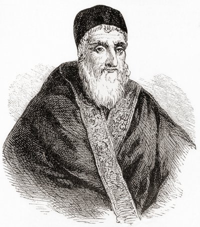 Papst Sixtus V. oder Xystus V., geboren als Felice Peretti di Montalto, aus Ward und Locks Illustrierter Weltgeschichte, veröffentlicht ca. 1882 von English School