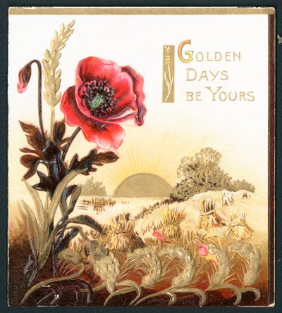 Mohnblume im Feld zur Erntezeit, Karte von English School