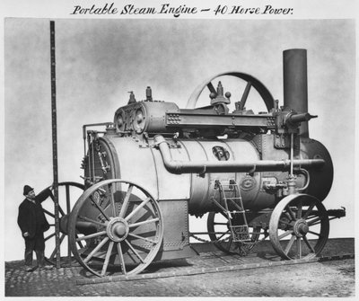 Tragbare Dampfmaschine, aus dem Album Improved steam engines, Threshing machines and other specialities, ca. 1890 von English School
