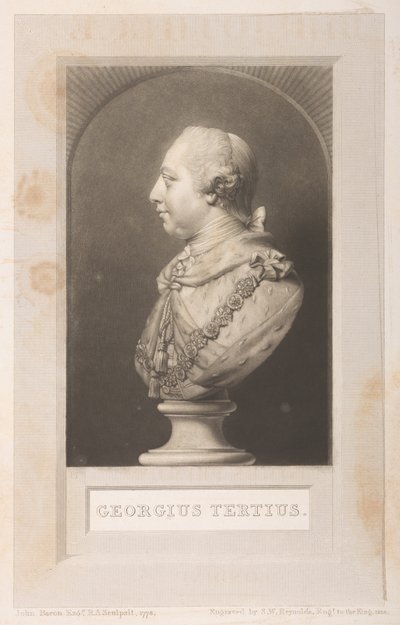 Porträt von George III. von einer Büste, aus Frederick Augusta Barnard, Bibliothecae regiae catalogus, Band I, Frontispiz von English School
