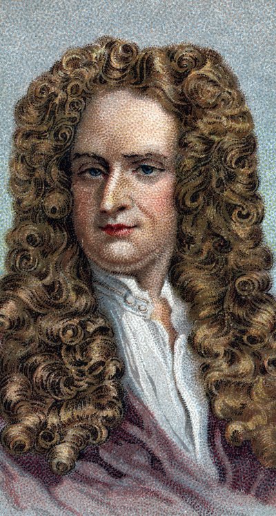 Porträt von Sir Isaac Newton (1642-1727), englischer Physiker und Mathematiker - Aus der Serie „Leaders of Men“ - Chromolithographie - Englische Schule, 20. Jahrhundert - von English School