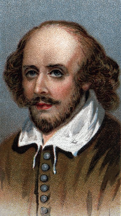 Porträt von William Shakespeare, englischer Dramatiker - Aus der Serie „Leaders of Men“ - Chromolithographie - Englische Schule, 20. Jahrhundert von English School