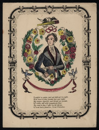 Porträt eines gutaussehenden Mannes, Valentinsgedicht von English School