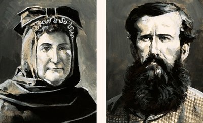Porträts von Richard Burton und seiner Frau Isabel (Gouache auf Papier) von English School