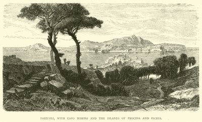 Pozzuoli, mit Capo Miseno und den Inseln Procida und Ischia von English School