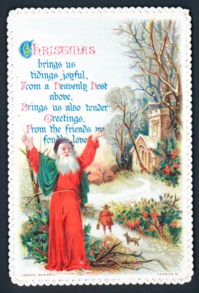 Prediger vor der Kirche, Weihnachtskarte von English School