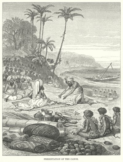 Präsentation des Kanus (Gravur) von English School