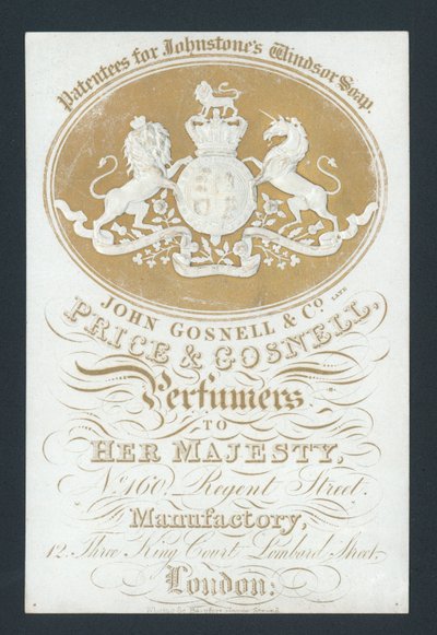 Price und Gosnell, Parfümeure Ihrer Majestät, Visitenkarte von English School