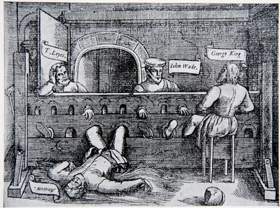 Gefangene im Lollards Tower, aus Acts and Monuments von John Foxe (1516-87), 1563, Illustration aus The History of the Nation von English School