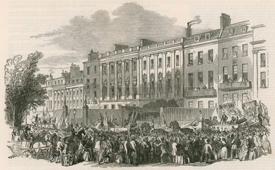 Prozession der London Temperance League in Lincolns Inn Fields, London von English School