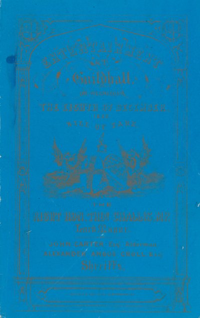 Programm für das Abendessen in der Guildhall, London, am 8. Dezember 1852 von English School