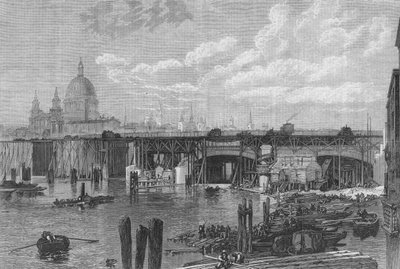 Fortschritt des Baus der neuen Blackfriars Brücke von English School