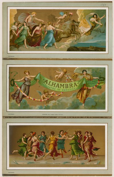 Werbeflyer für das Alhambra Theatre of Varieties, London von English School