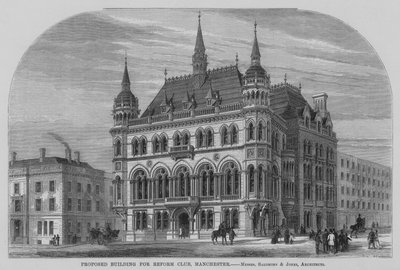 Vorgeschlagenes Gebäude für den Reform Club, Manchester (Stich) von English School