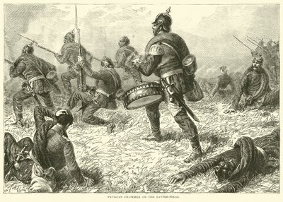 Preußischer Trommler auf dem Schlachtfeld, September 1870 von English School