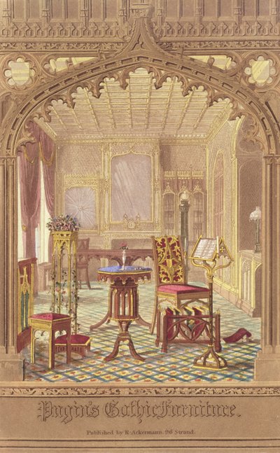 Pugins gotische Möbel, von Augustus Charles Pugin (1762-1832), veröffentlicht von R. Ackermann, 1827 von English School