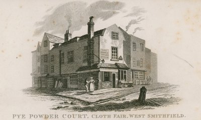 Pye Powder Court, Cloth Fair, West Smithfield, abgehalten im Gasthaus 